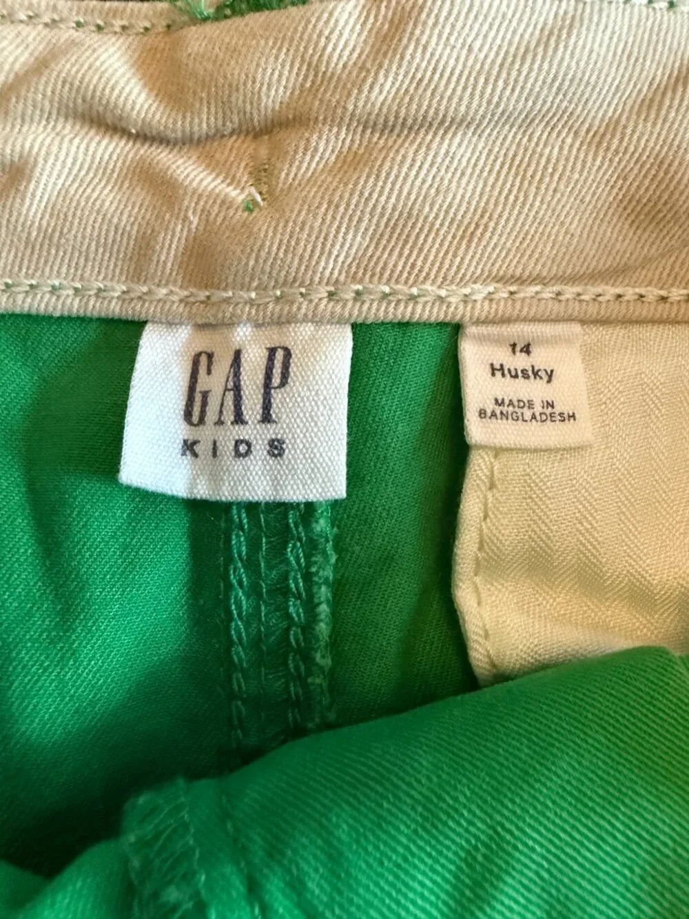 GAP KIDS Green Khaki Shorts, Size 14 Husky